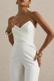 Dainty White Sweetheart Jumpsuit