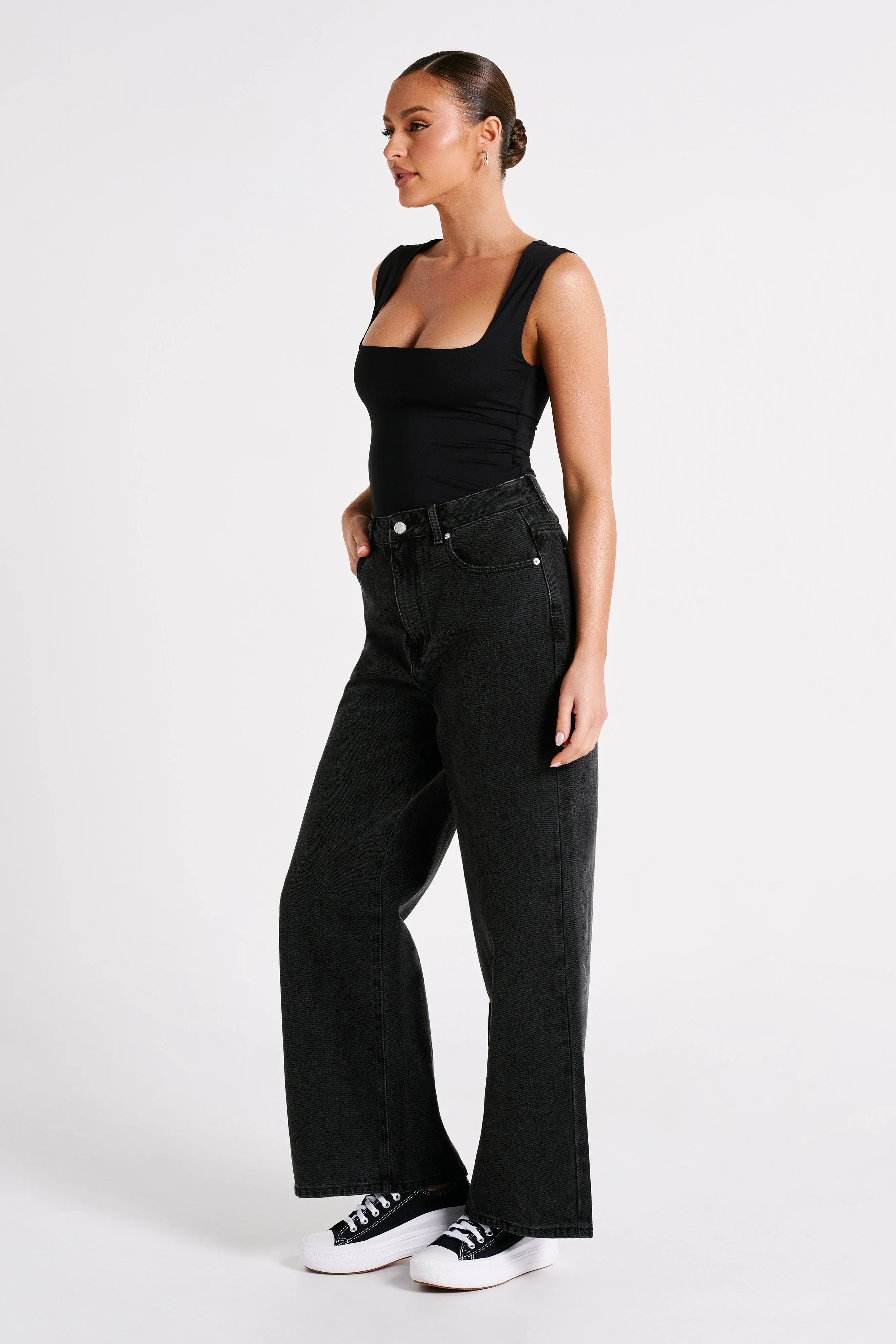 Linley Recycled Nylon Long Line Top Black