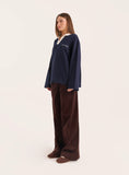 Navy Branded Contrast Collar Rugby Shirt