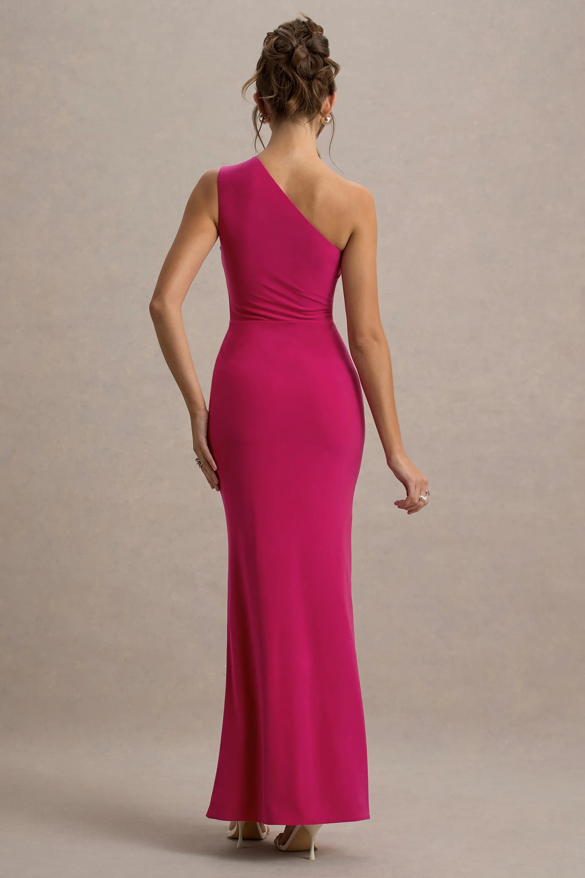 Galene Hot Pink Asymmetric Wrap Maxi Dress