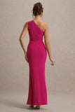 Galene Hot Pink Asymmetric Wrap Maxi Dress