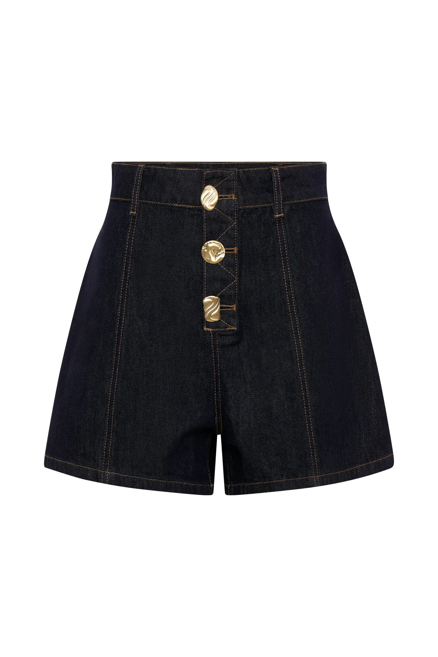 Demi High Waisted Denim Shorts Washed Indigo Blue