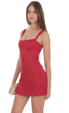 Satin Shift Dress in Red