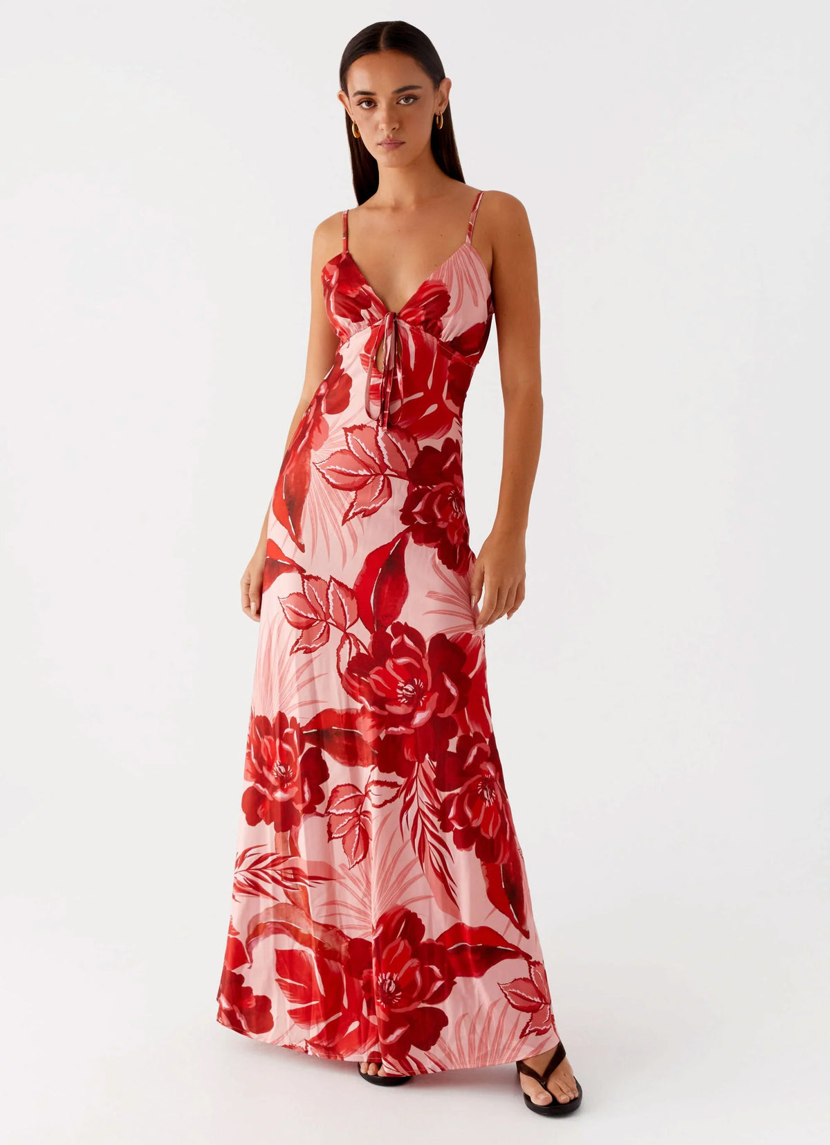Flora Satin Maxi Dress Sicily Sunsets Print
