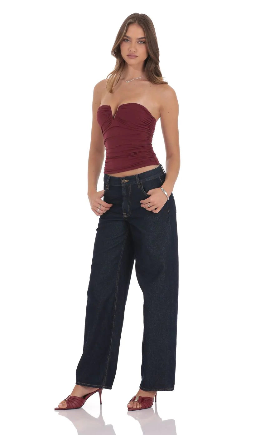 Mid Rise Baggy Jeans in Navy