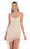 High Low Ruffle Floral Dress in Yelllow