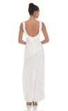 V Neck Open Back Maxi Dress in White
