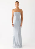 Solo Sequin Maxi Dress Misty Blue