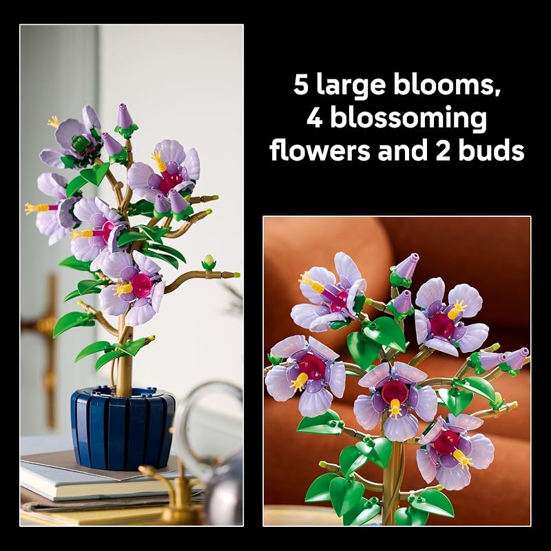 LEGO Botanicals Hibiscus Flower Building Set Artificial Plant Flower Building Blocks for Women Men Ages 18 Home Office Decor Gift Idea 10372