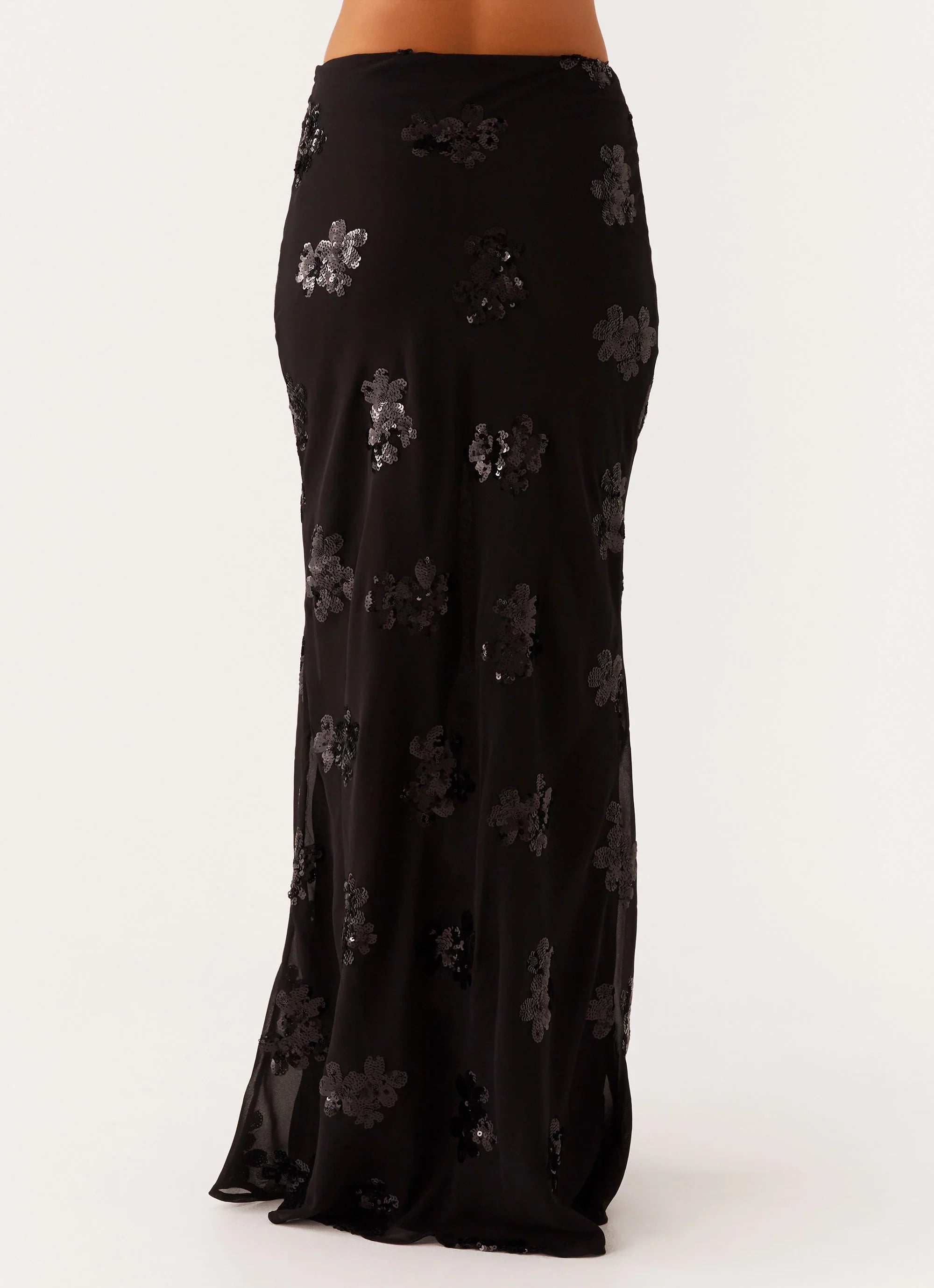 Only Girl Sequin Maxi Skirt Black