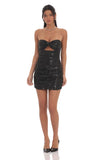 Strapless Sequin Cutout Bodycon Dress in Black