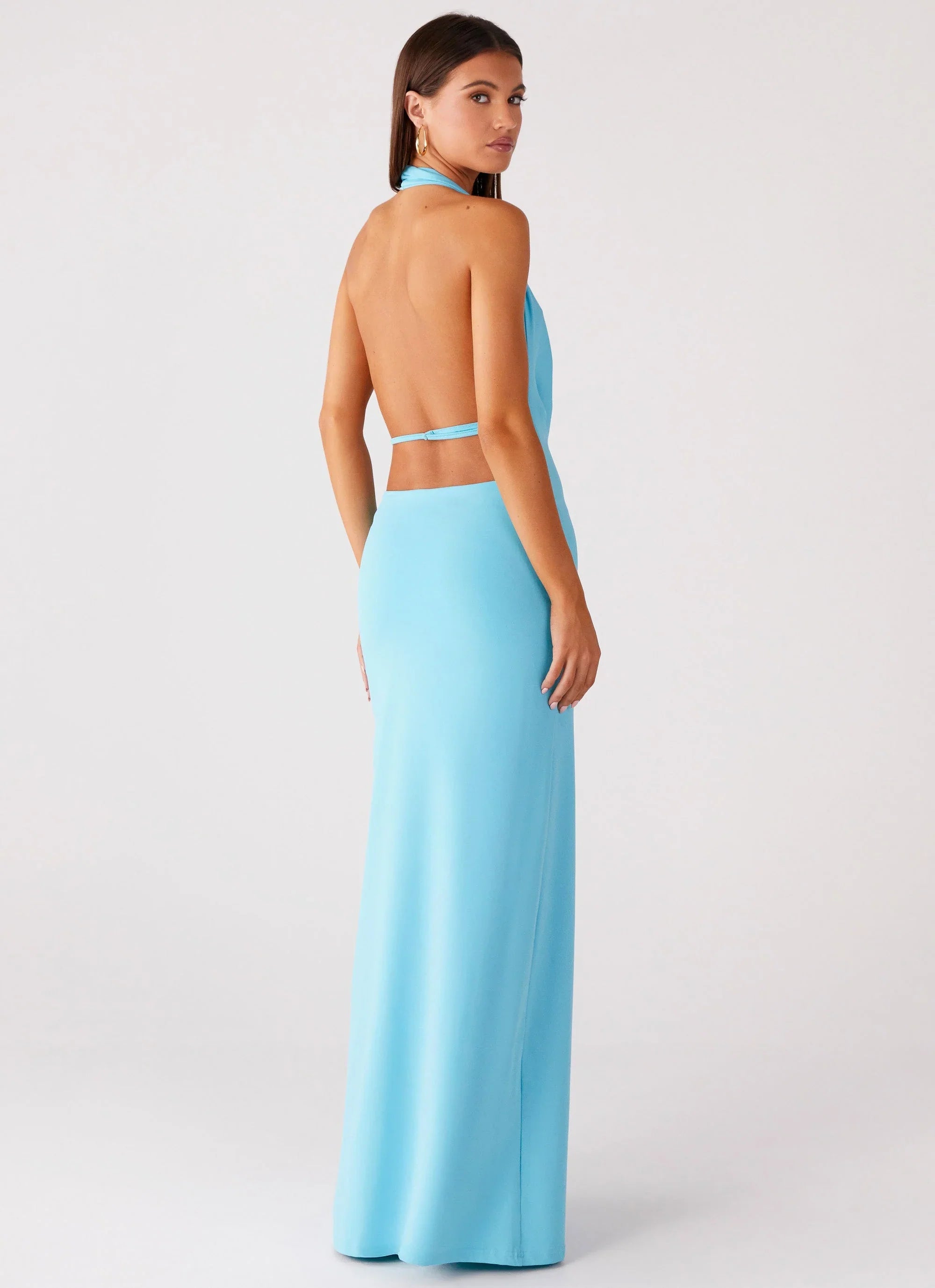 Driftwood Cowl Maxi Dress Turquoise