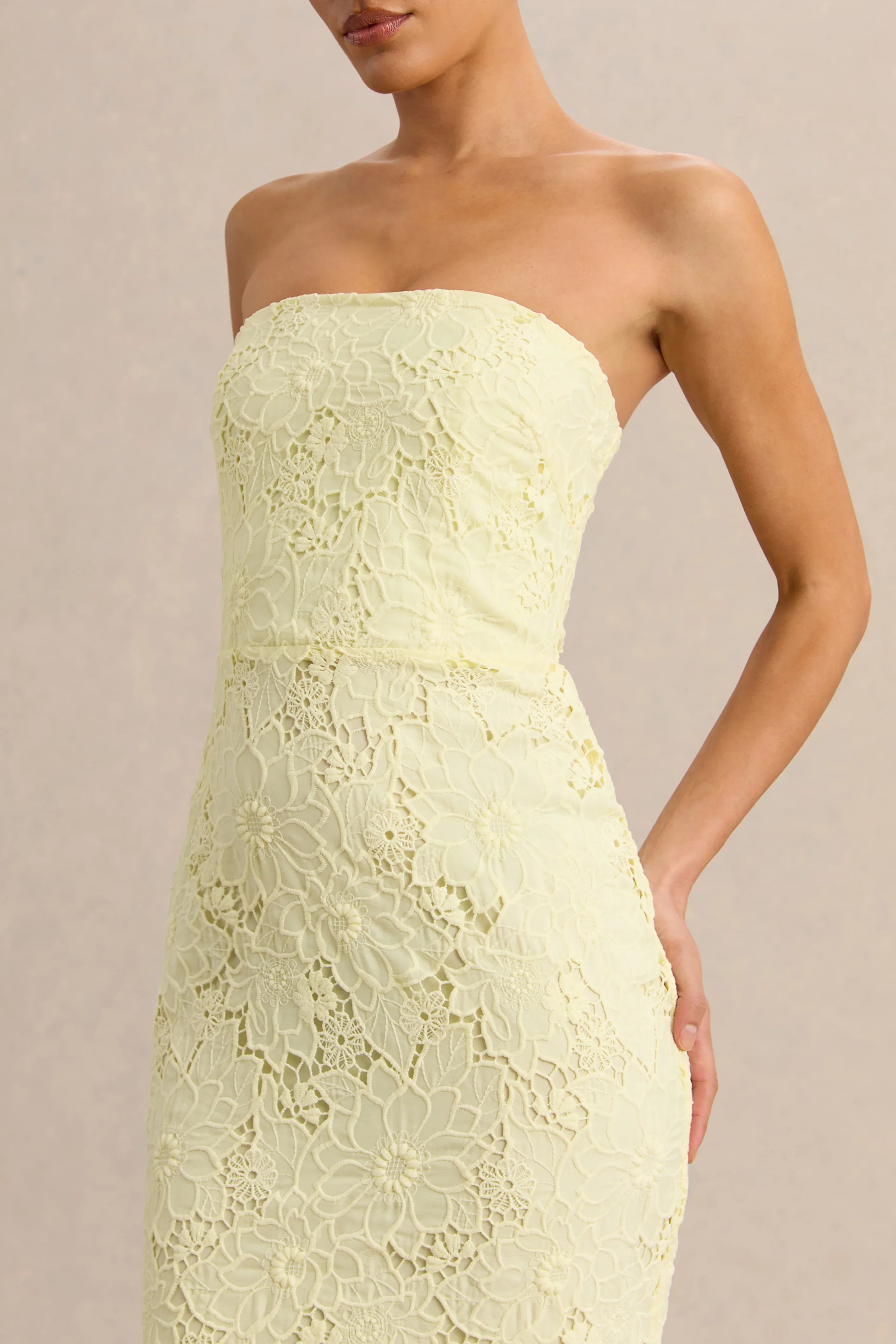 Suzie Lemon Lace Bandeau Maxi Dress