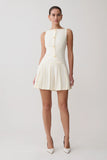 Mackenzie Sleeveless Pleated Mini Dress Ivory