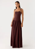 Giovanna Linen Maxi Dress Chocolate Drizzle