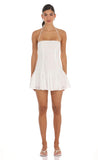 Embroidered Floral Flared Mini Dress in White