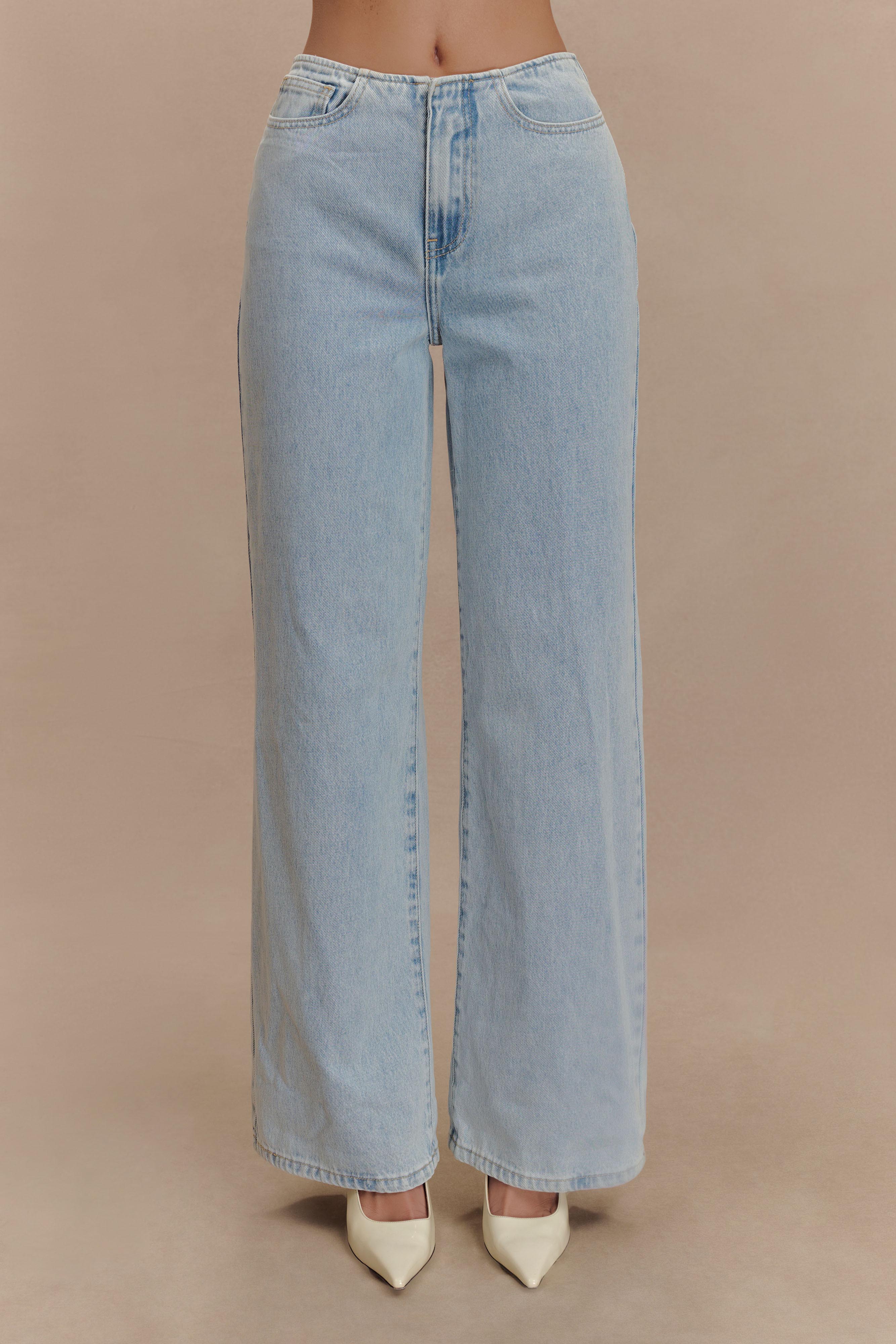 Caitlin Mid Rise Denim Jeans Light Blue