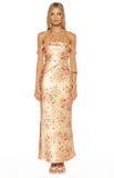 Ella Yellow Bloom Satin Maxi Dress