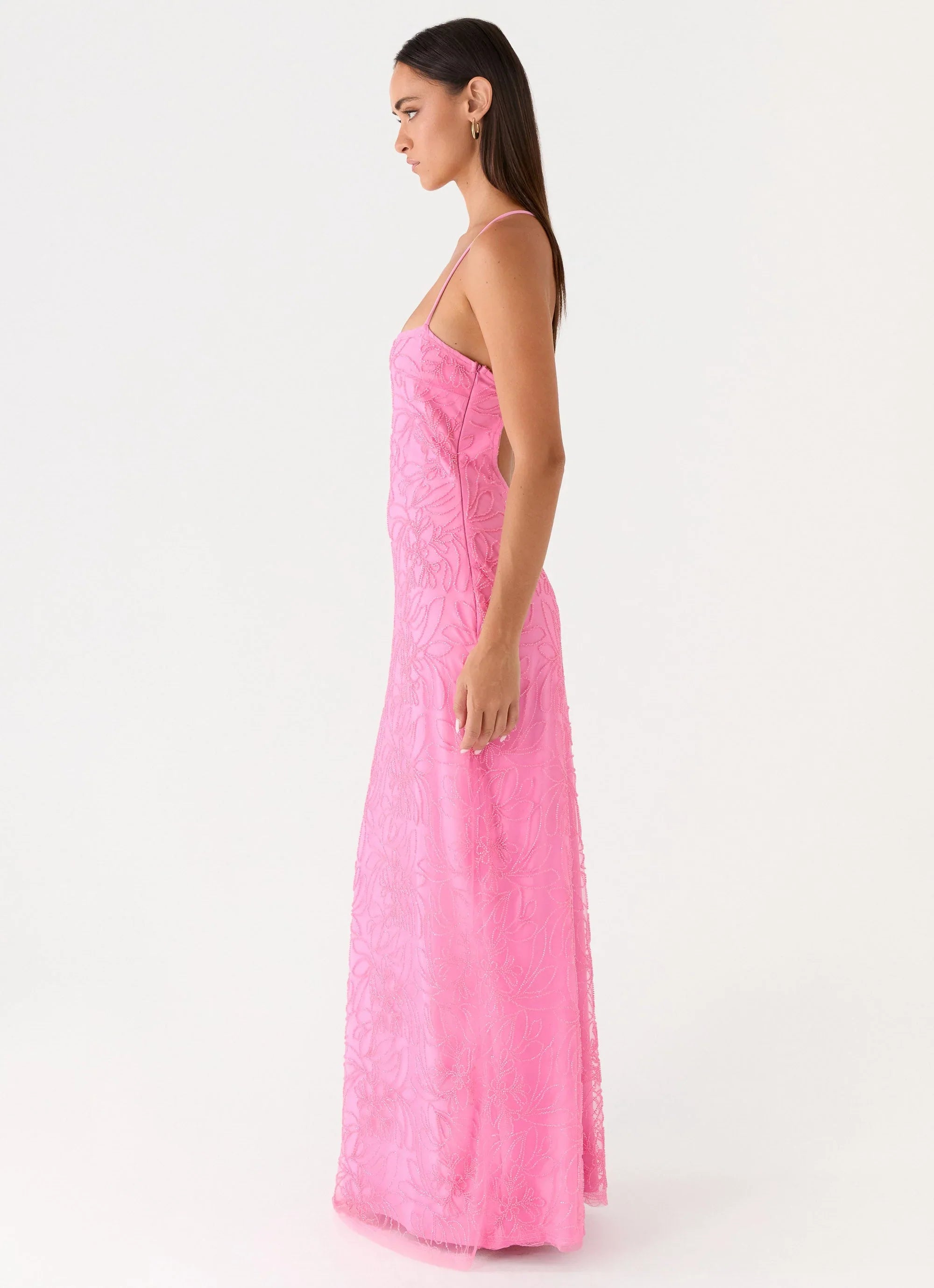Wonyoung Beaded Maxi Dress Pink