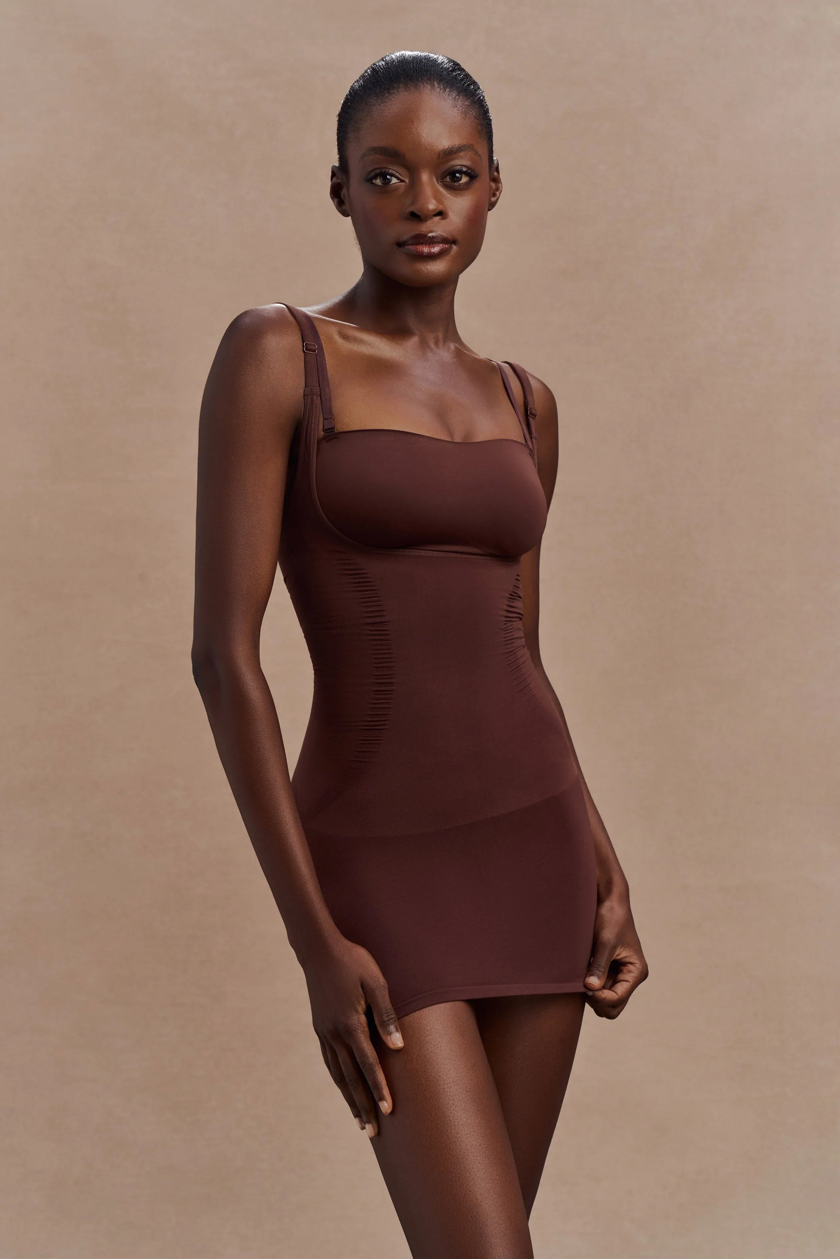 Jocelyn Backless Shapewear Mini Dress Espresso