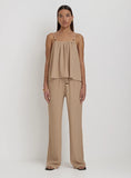 Camel Textured Wide Leg Trouser