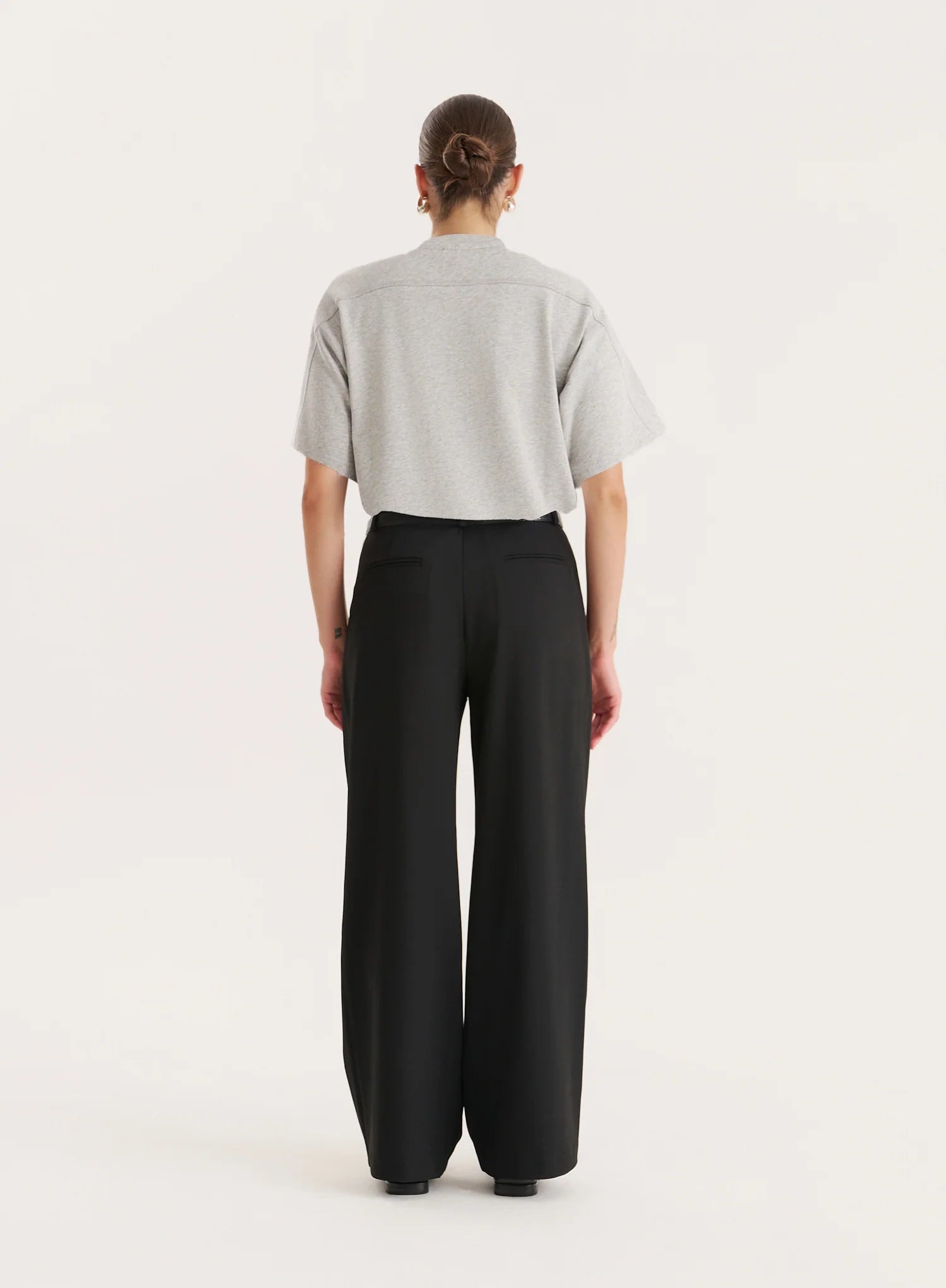 Black Belted Tailored Wide Leg Trouser
