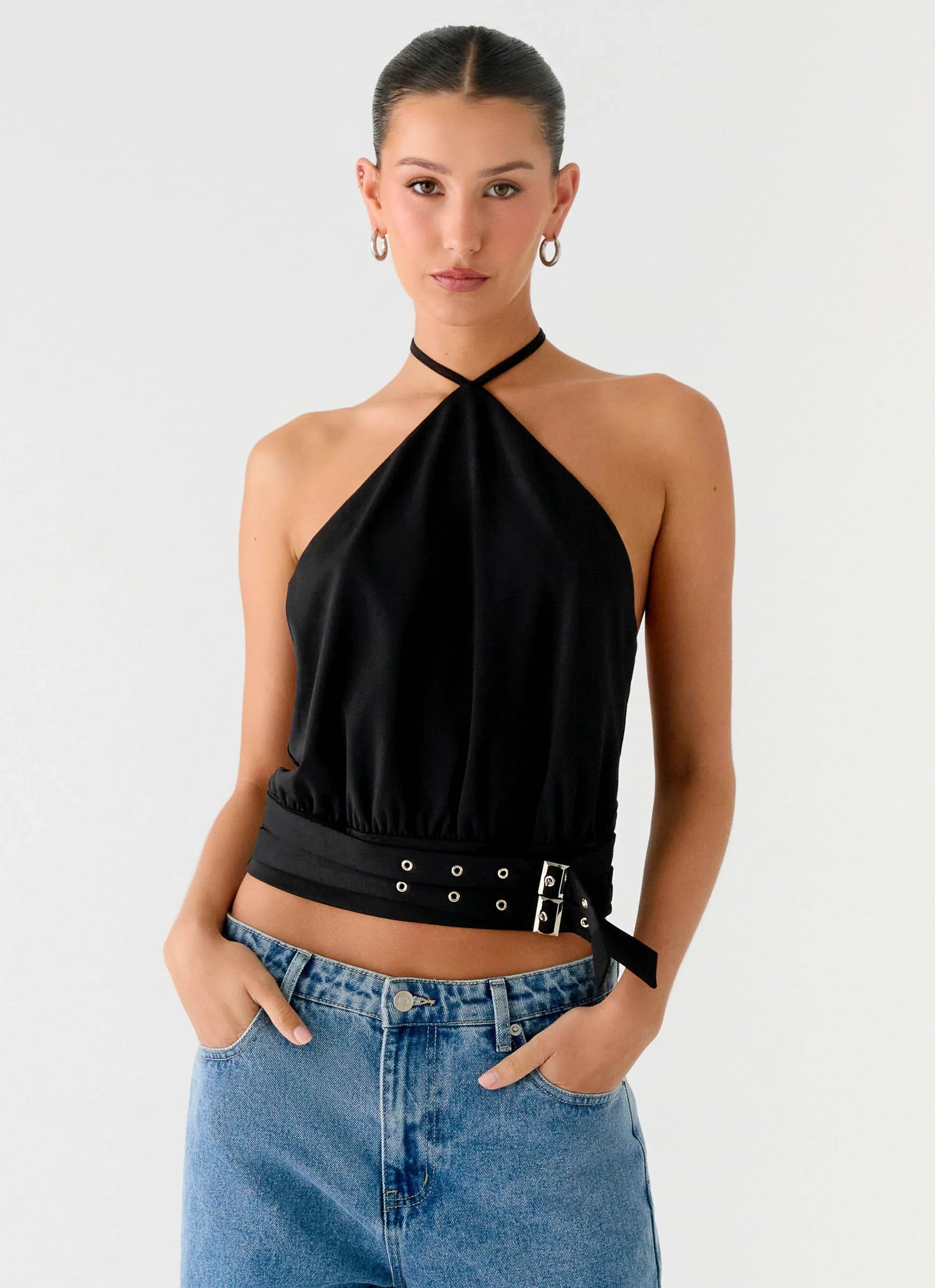 Mason Halter Neck Top Black