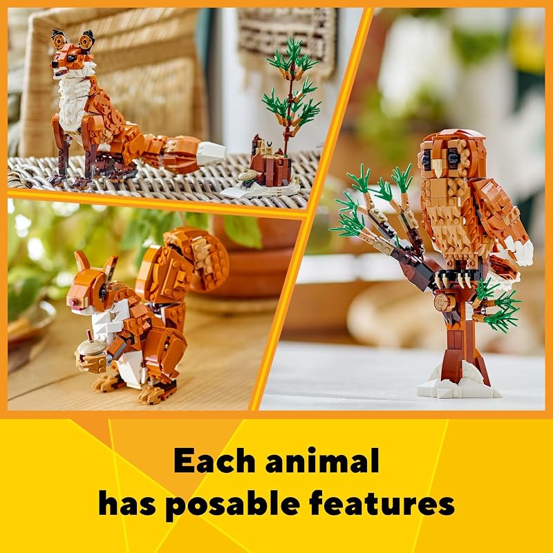 LEGO Creator 3 in 1 Forest Animals Red Fox Toys Building Toys for Kids Boys Girls Ages 9 W 3 Building Options into Fox Owl or Squirrel Gift for Birthdays 31154