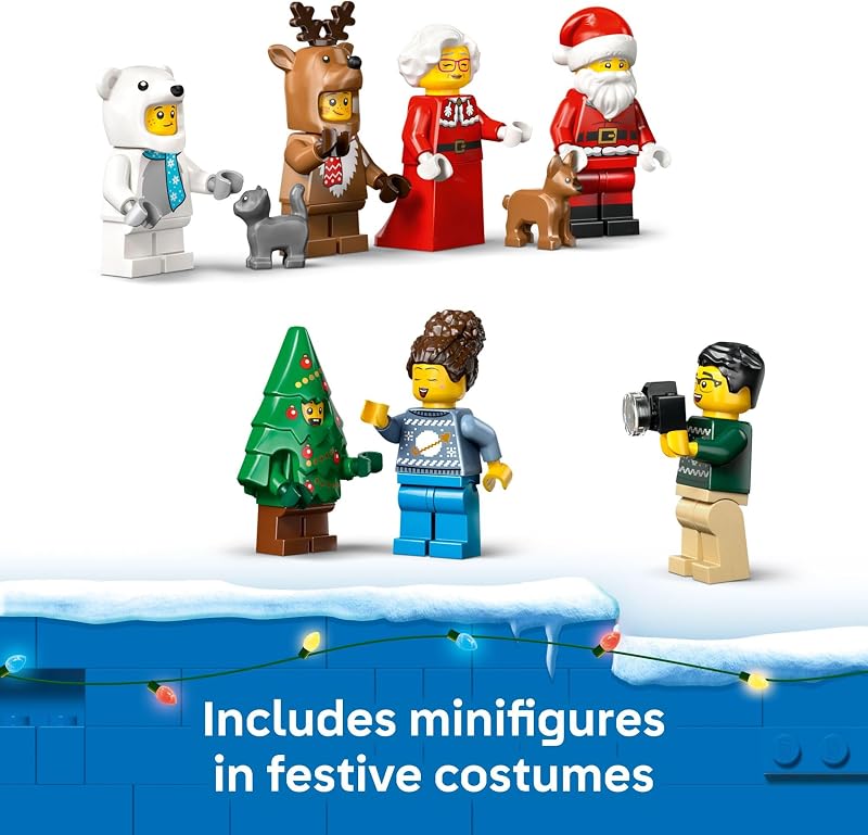LEGO City Advent Calendar 2025 Kids Toy Holiday Countdown Playset W Santa Mrs Claus Minifigures for Boys Girls Ages 5 24 Buildable Surprises Gift Idea for Christmas 60475