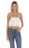 Strapless Jaqcuard Top in White