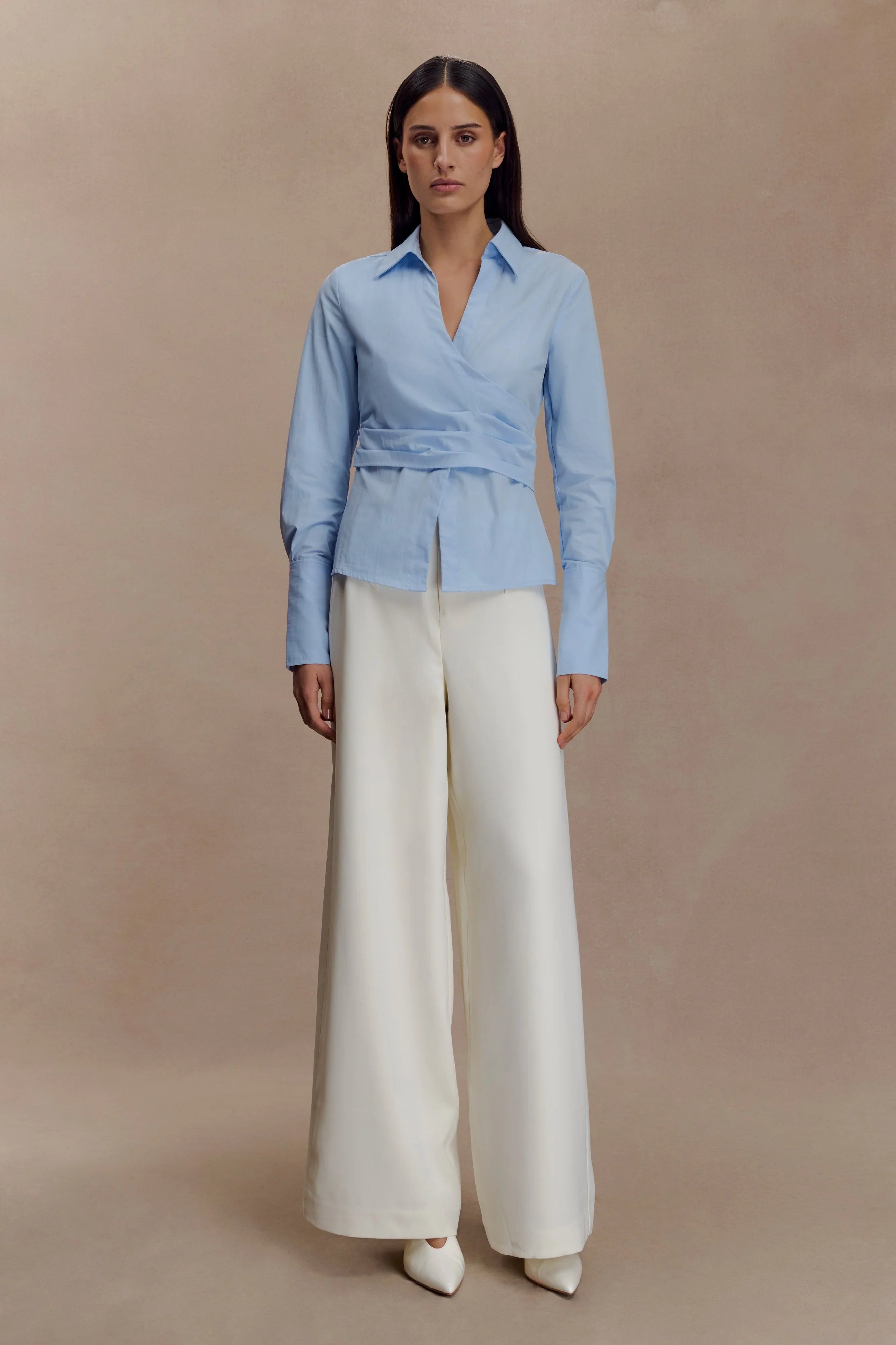 Eugenia Wrap Cotton Shirt Blue