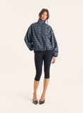 Check Print Funnel Neck Windbreaker Jacket