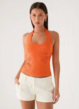 Monay Beaded Halter Top Orange