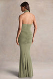 Hyla Green High Neck Maxi Dress With Sash Detail