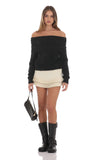 Fuzzy Off Shoulder Jumper in Black