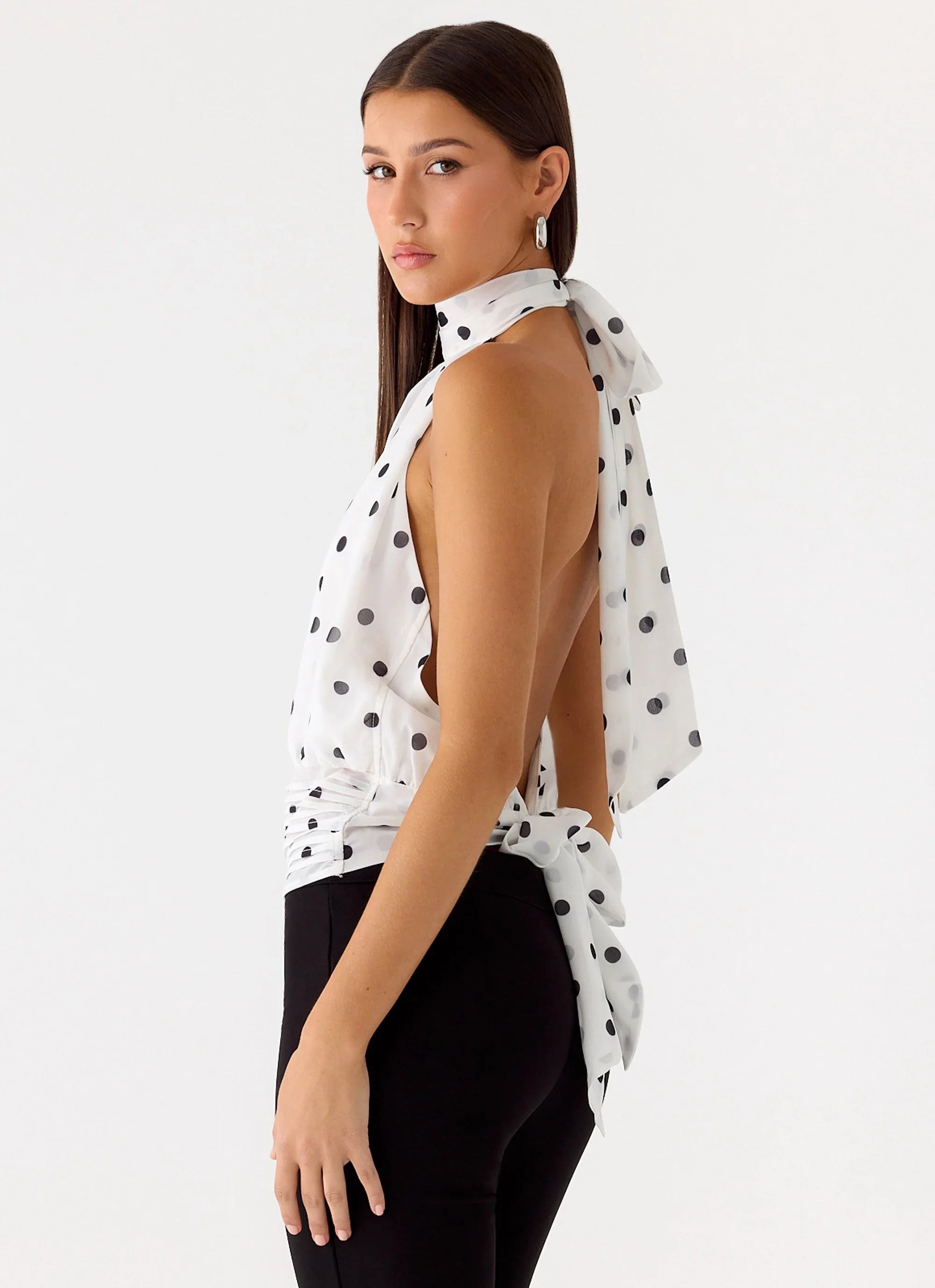 Willow Chiffon Top White Polkadot