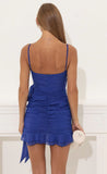 Chiffon Shimmer Ruched Dress in Blue