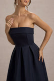 Annalise Navy Bandeau Skater Midi Dress