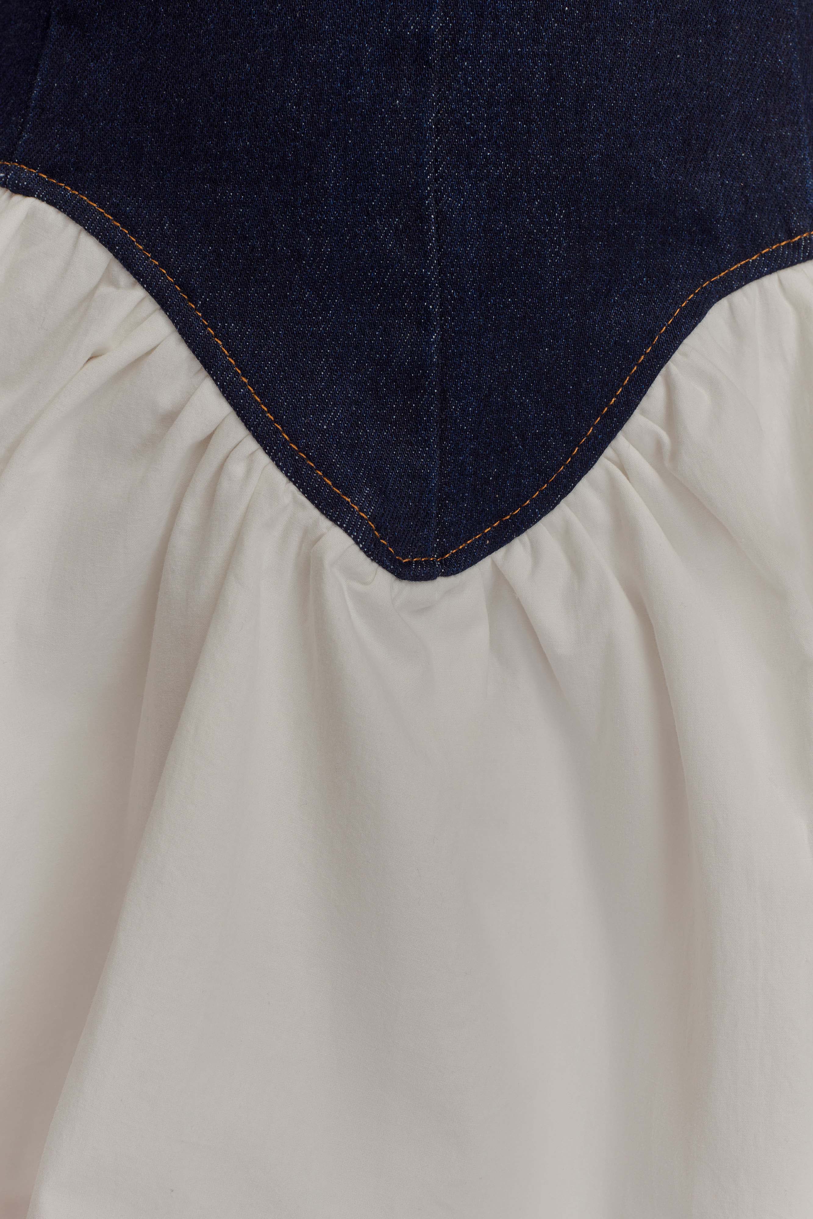 Merlyn Denim Cotton Mini Dress Indigo Blue