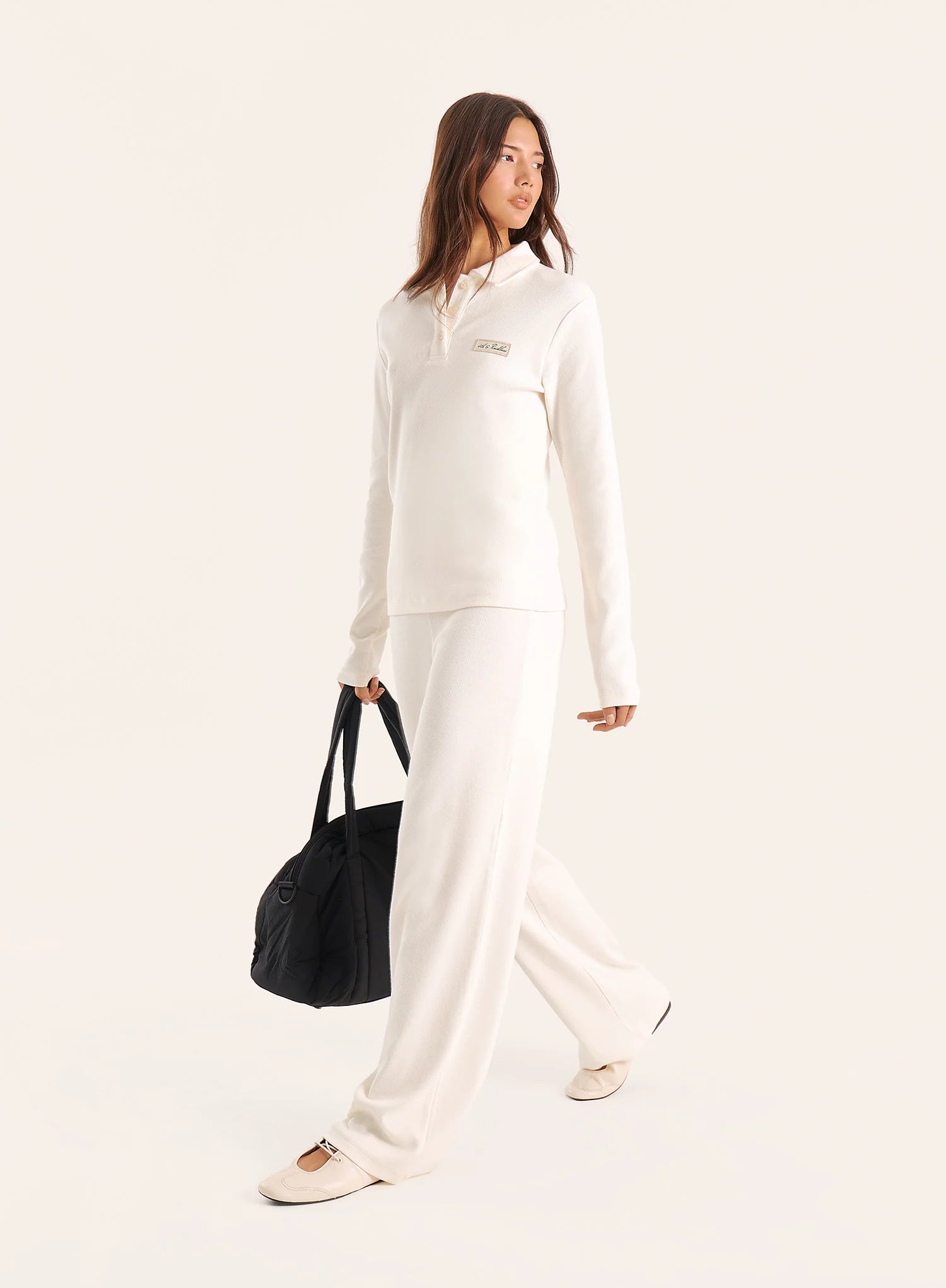 Ecru Ribbed Jersey Trousers