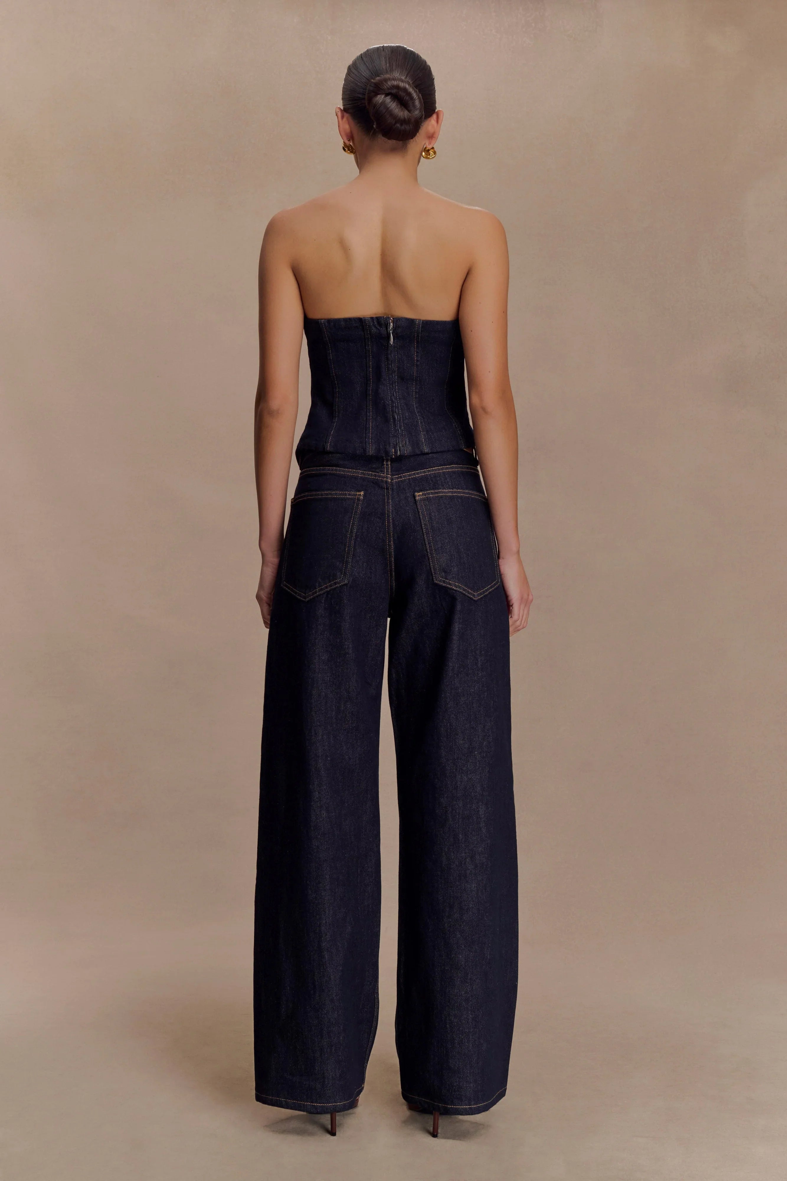 Monte Strapless Denim Corset Washed Indigo Blue