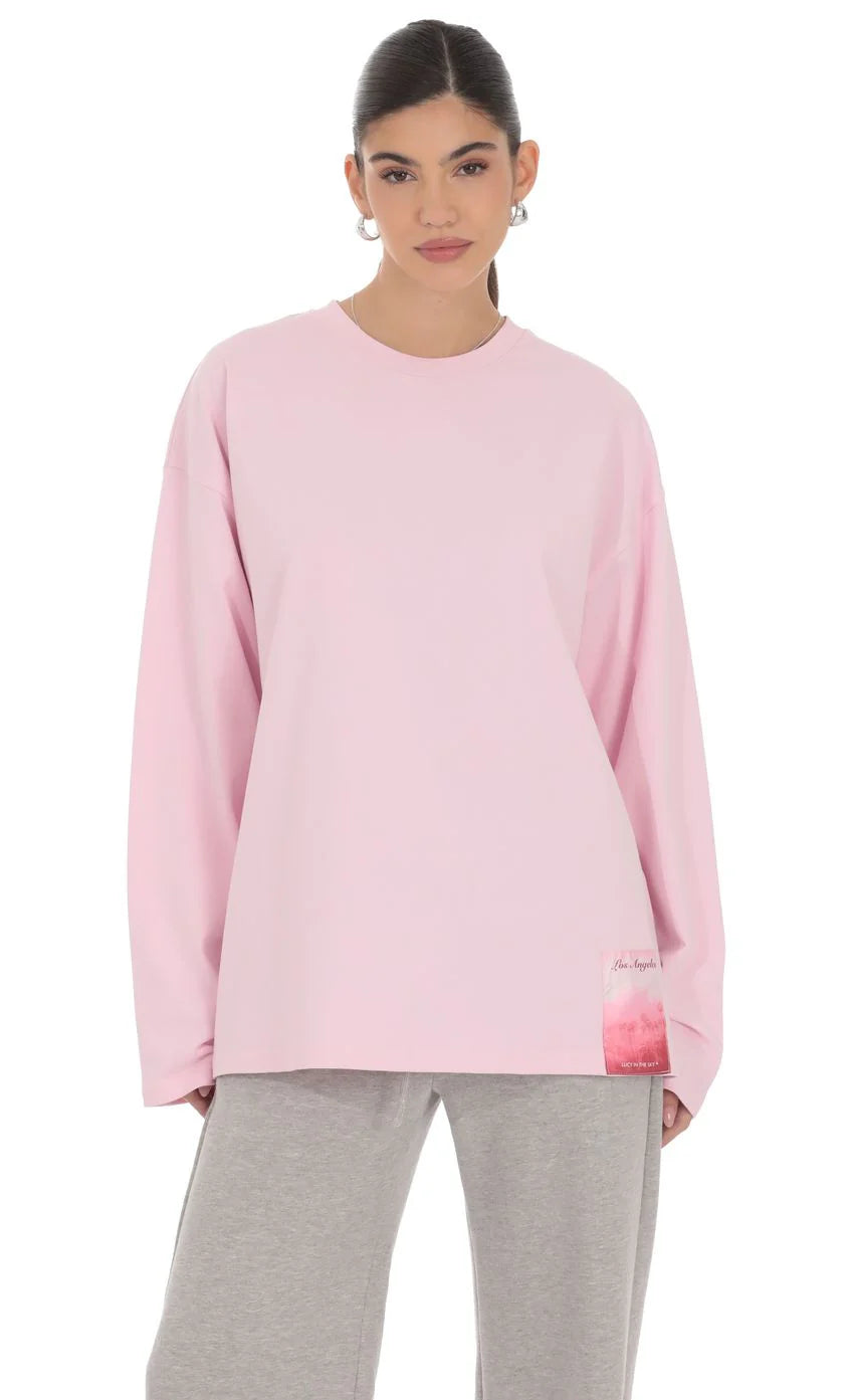 Lucy Graphic Crewneck Shirt in Pink