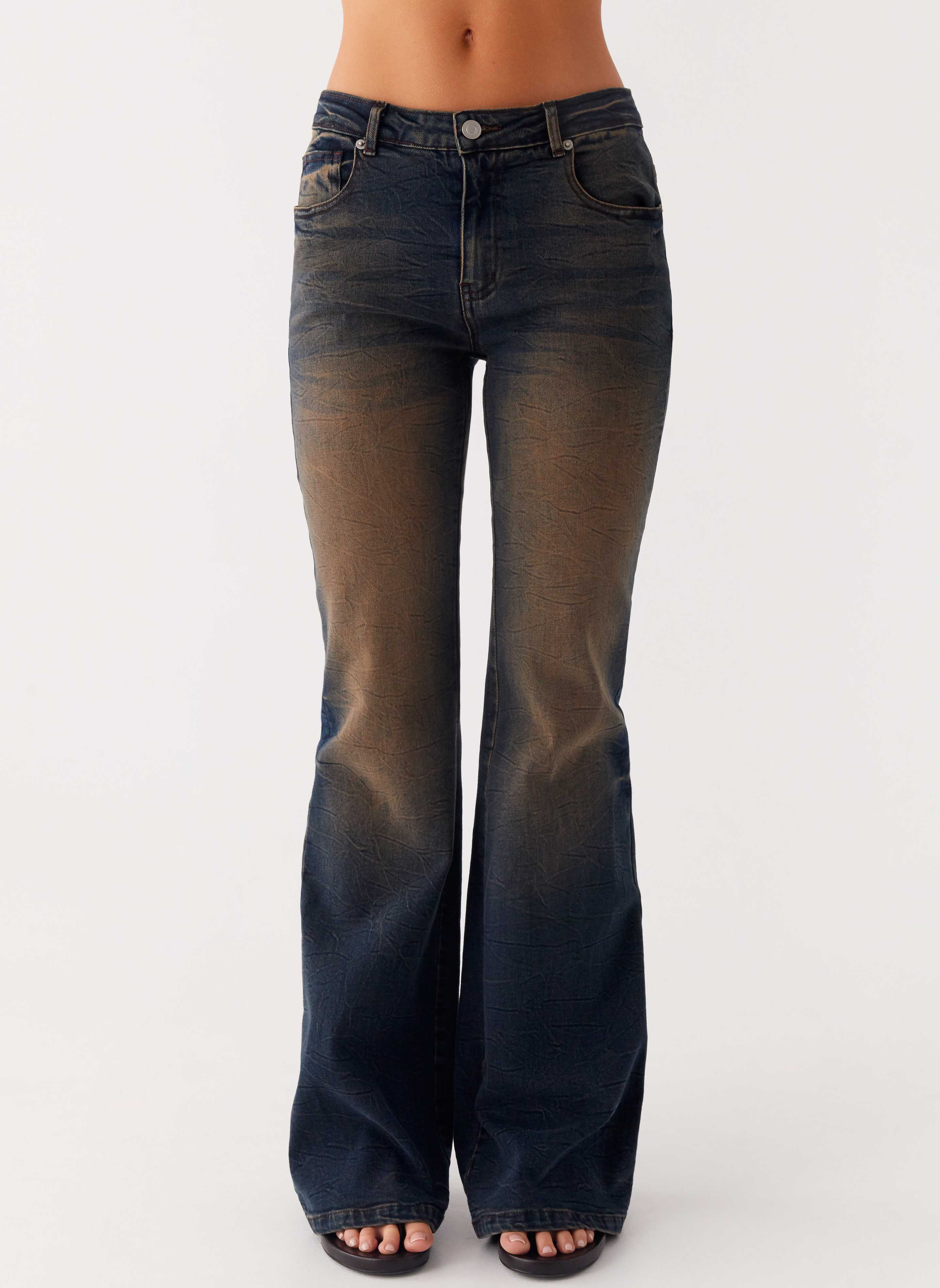 Oregon Flared Denim Jeans Dirty Black Wash