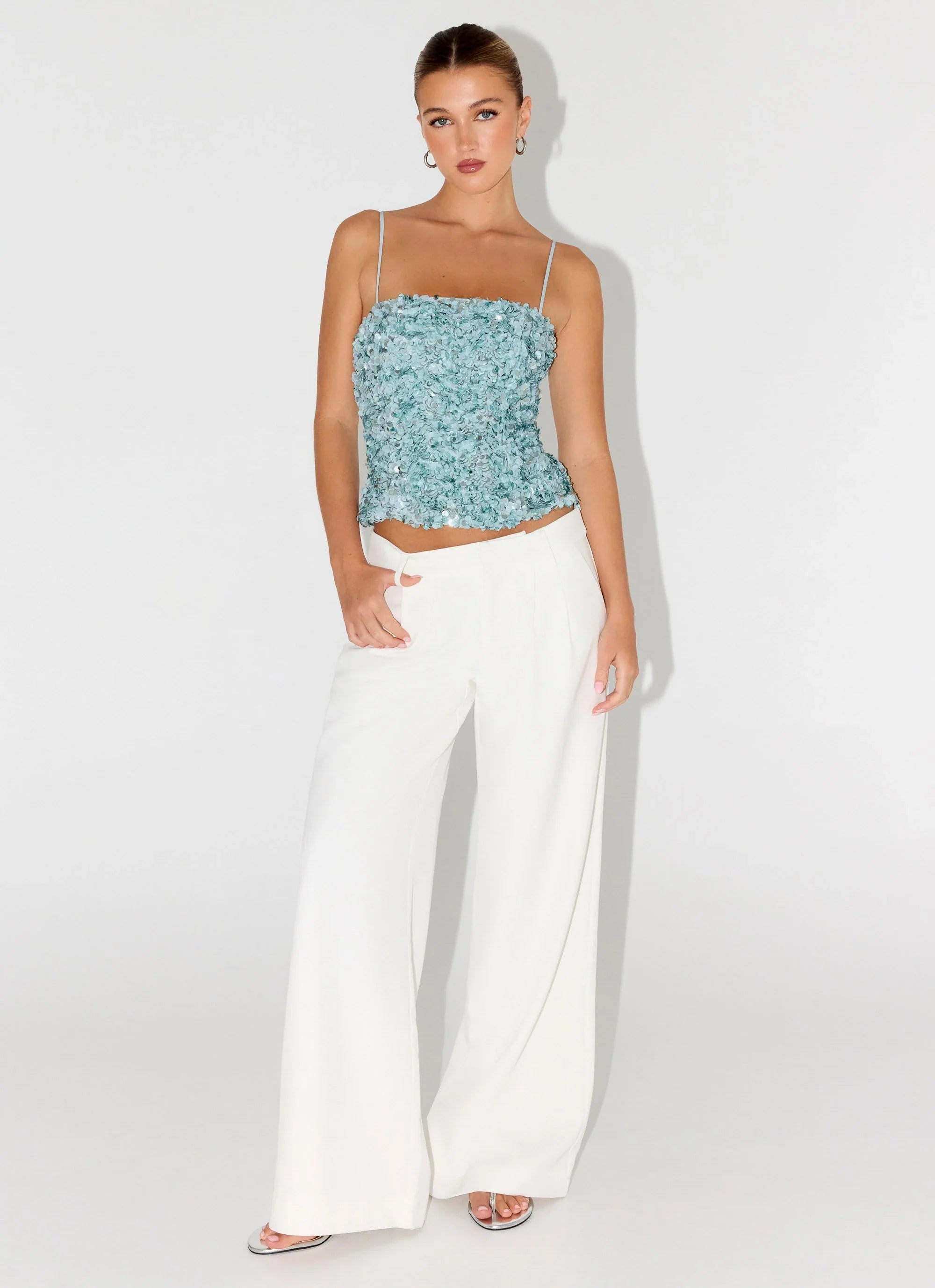 Alayna Sequin Top Aqua
