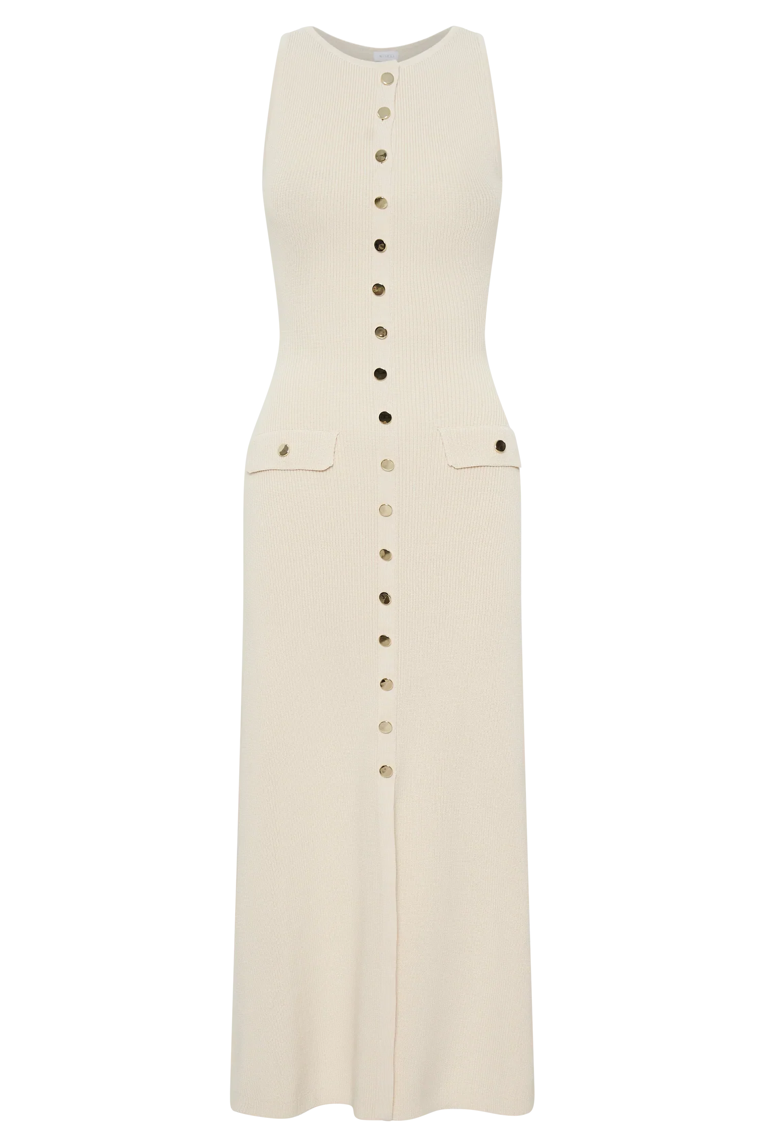 Sawyer Sleeveless Buttoned Maxi Dress Ivory
