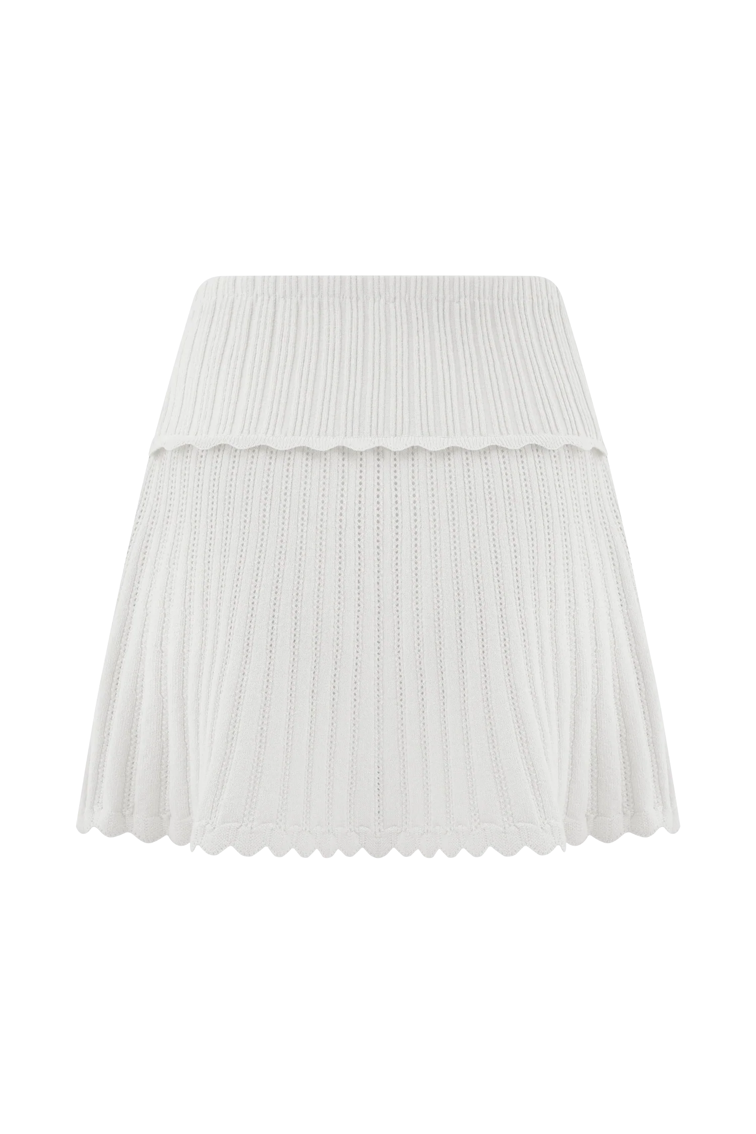 Indy Pointelle Knit Mini Skirt Ivory