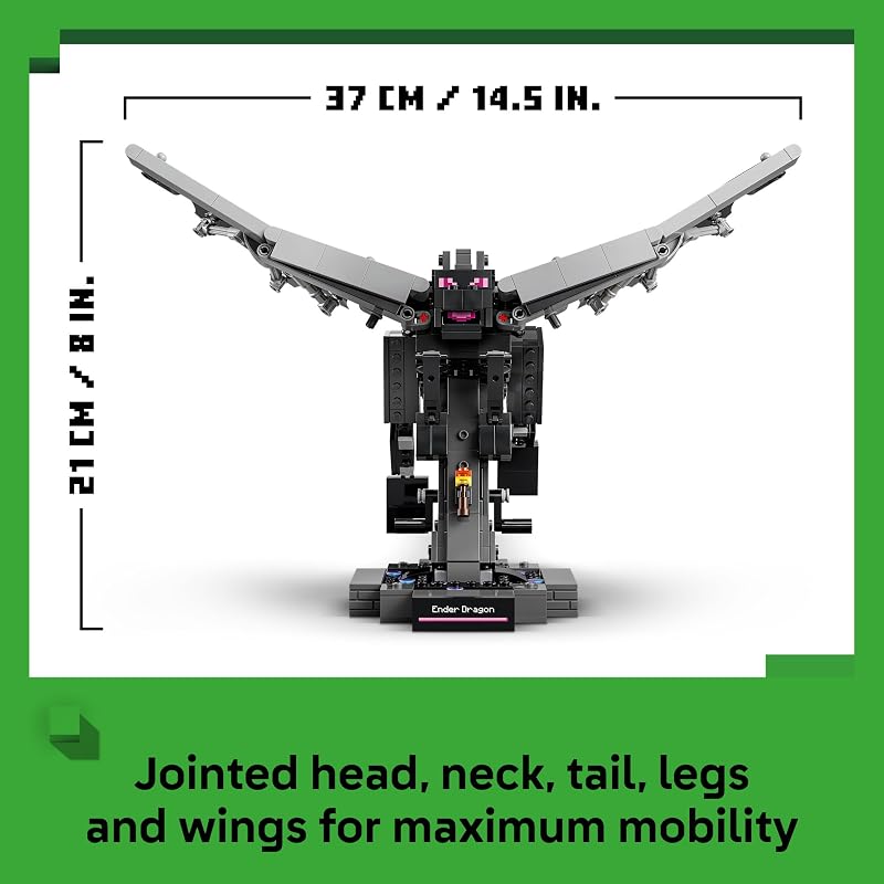 LEGO Minecraft The Ender Dragon 21595 Building Toys for Boys Girls Ages 10 Display Set for Bedroom W Stand 710 pieces Gift for Gamers