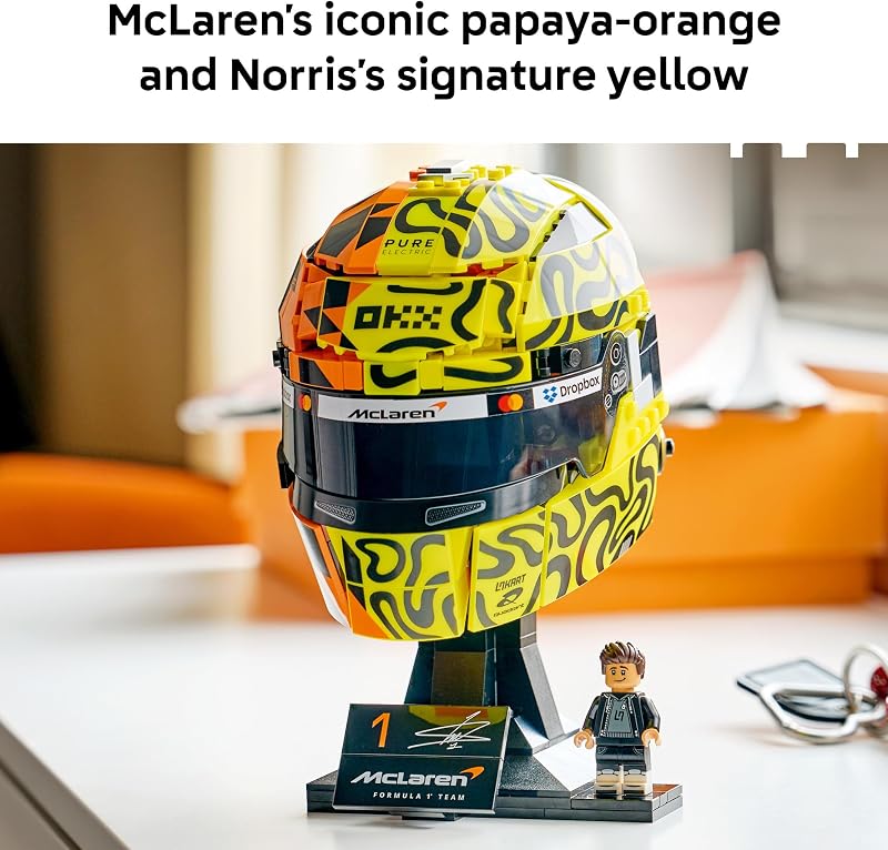 LEGO Editions McLaren MasterCard F1 Team Lando Norris Helmet Building Set for Adults Ages 18 F1 Bedroom Office or Shelf Decor for Fans Gift for Men Women 43023