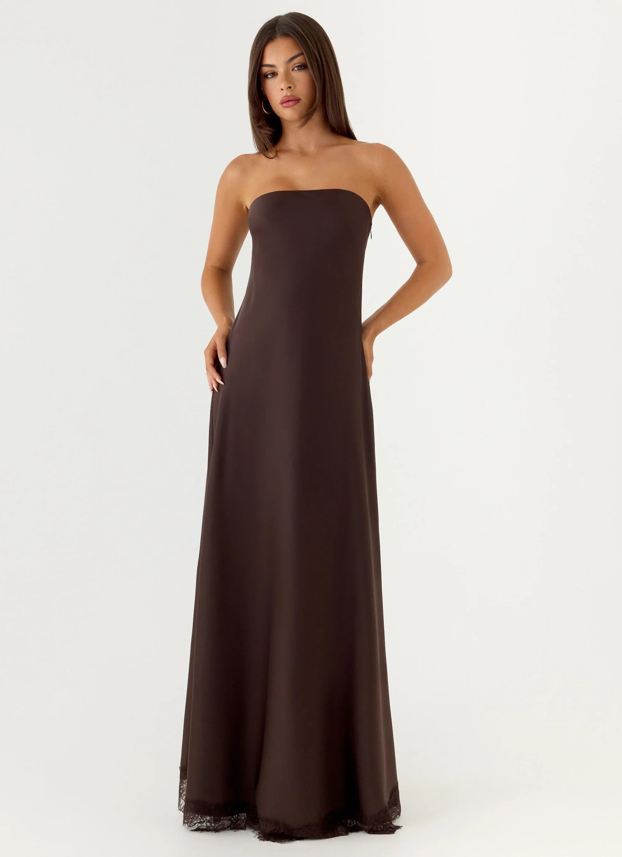 Kayleigh Strapless Maxi Dress Chocolate Torte