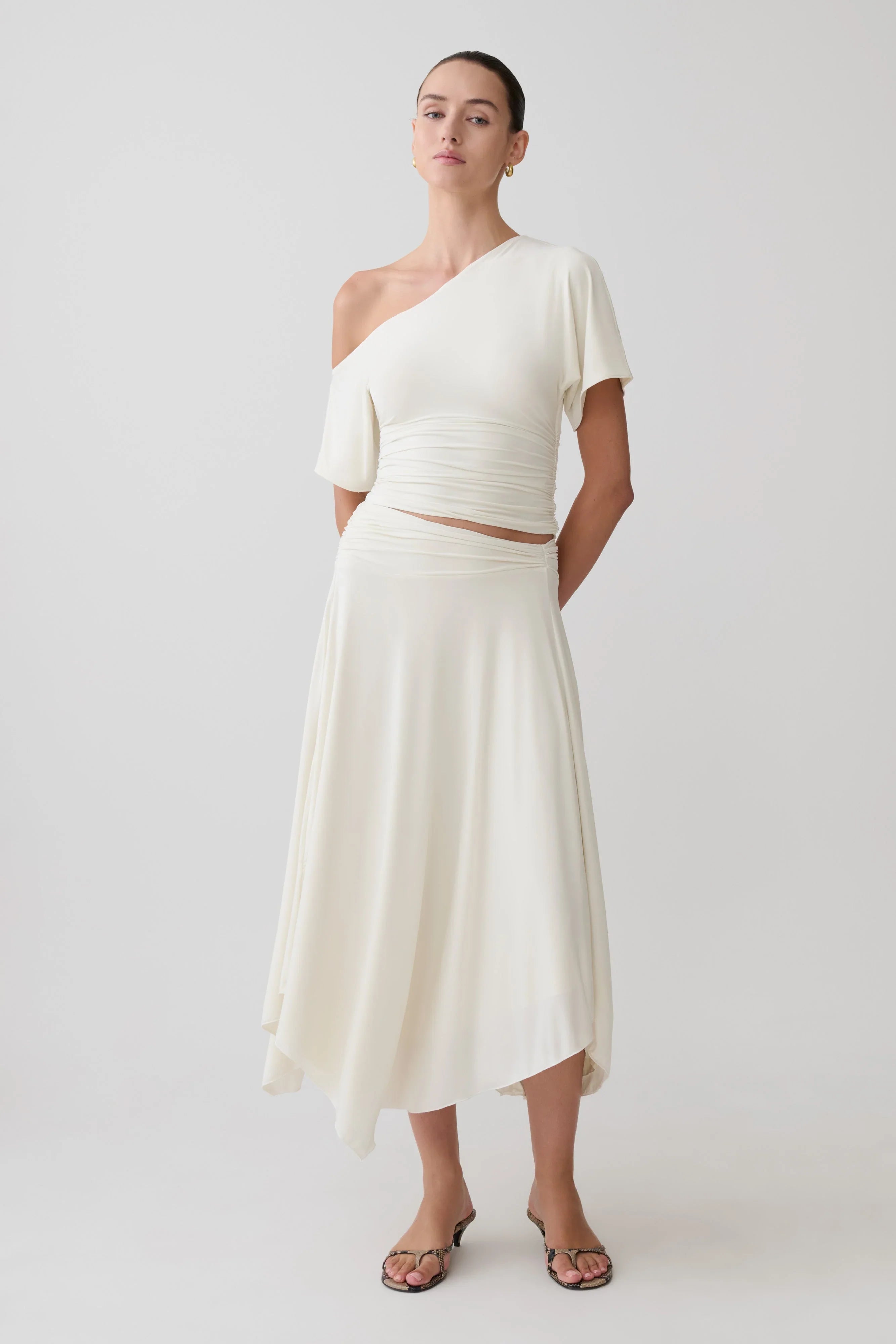 Luu Slinky Midi Skirt Ivory